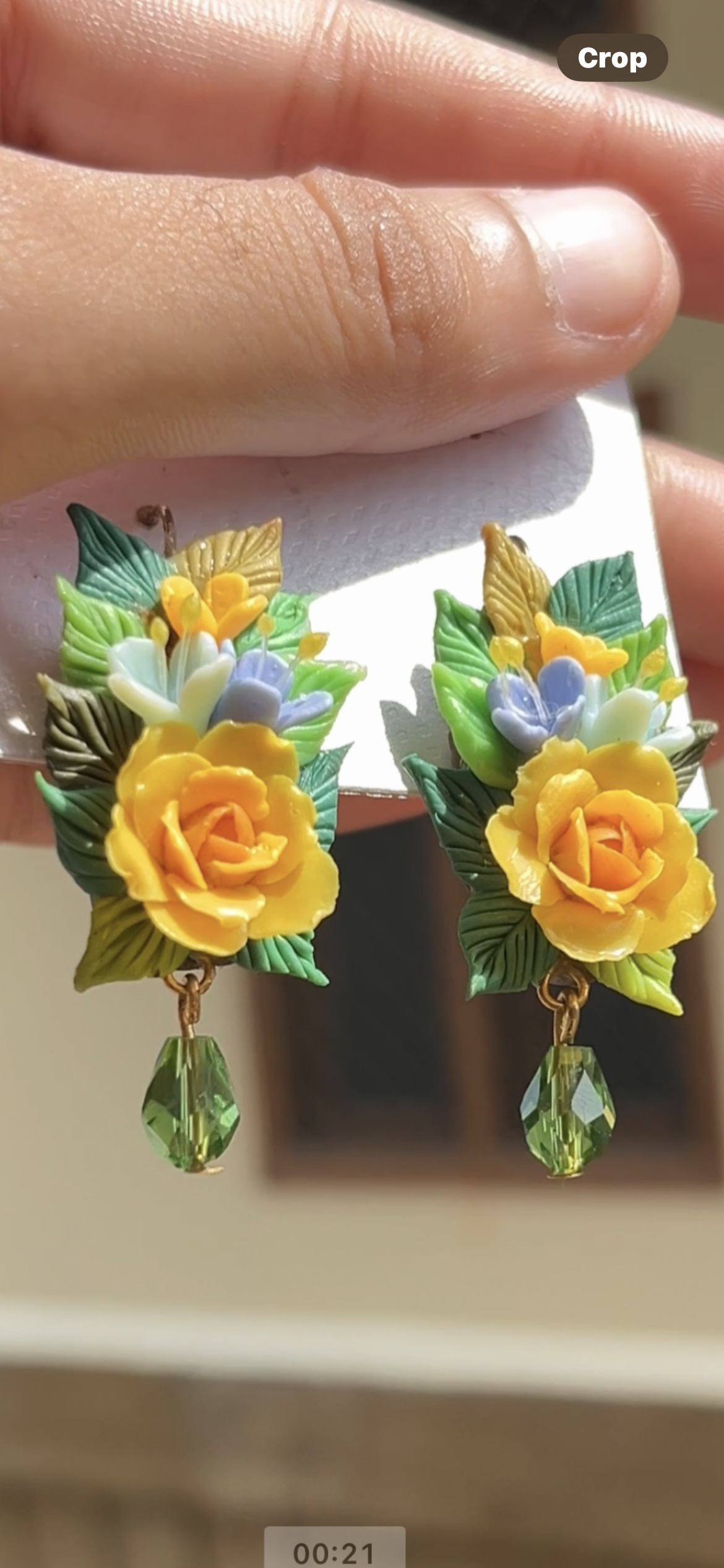 Handmade bead hanging clay earrings